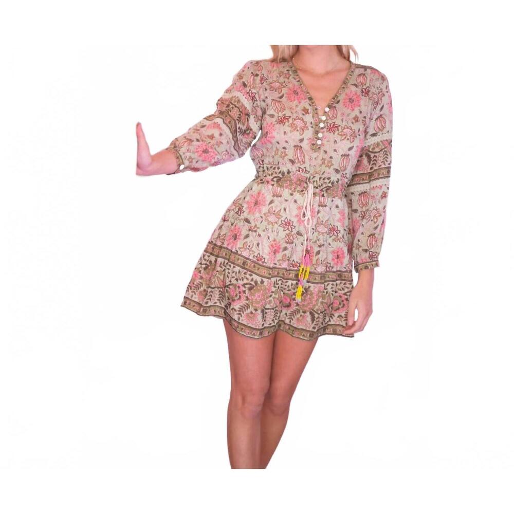 NEW BELL BY ALICIA BELL patton mini dress in mint/pink floral